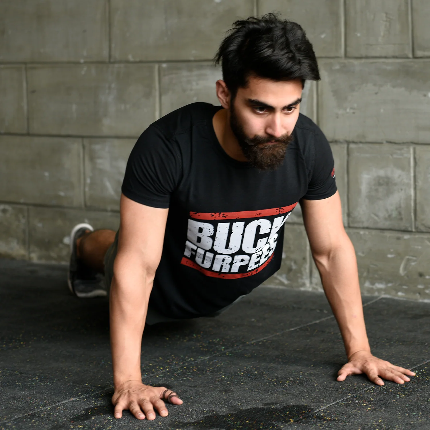 Men's Buck Furpees training T-shirt (Black) - Image 3