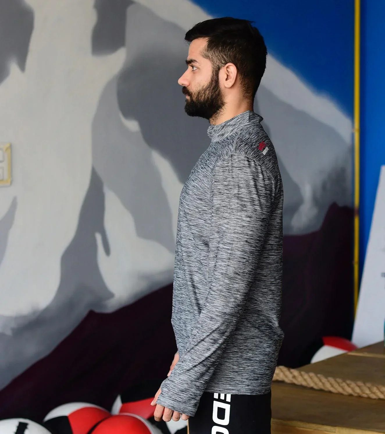 Men's Dry Fit Half Zip Long Sleeve Running T-Shirt - Image 3