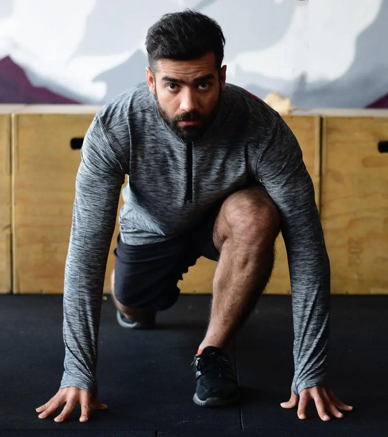 Men's Dry Fit Half Zip Long Sleeve Running T-Shirt - Image 4