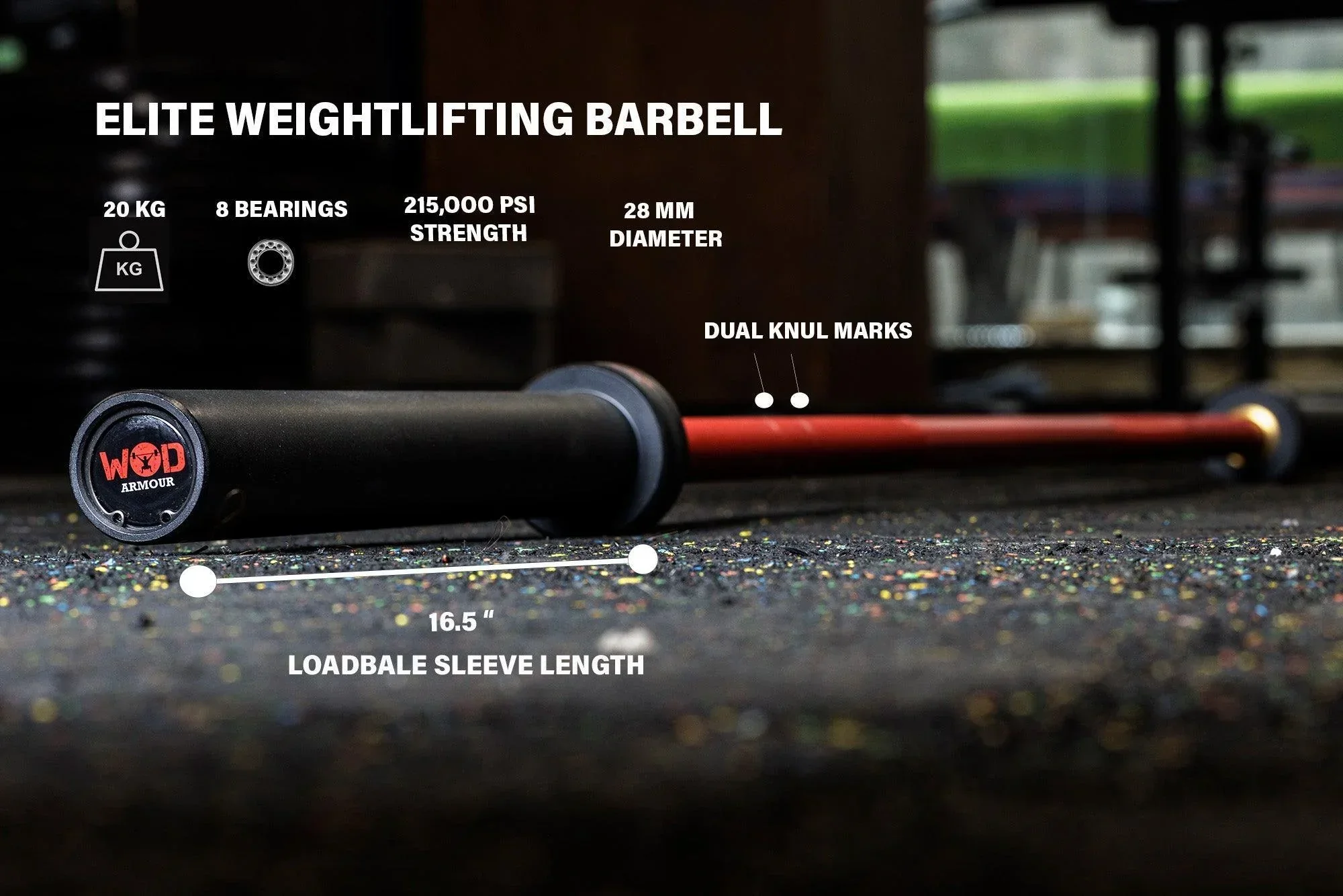 Men's ELITE Weightlifting barbell (20 KG) - Image 3