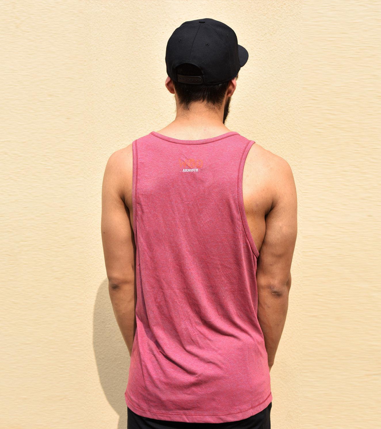 Men's WOD 14 Graphic Tank Top (Light Maroon) - Image 3