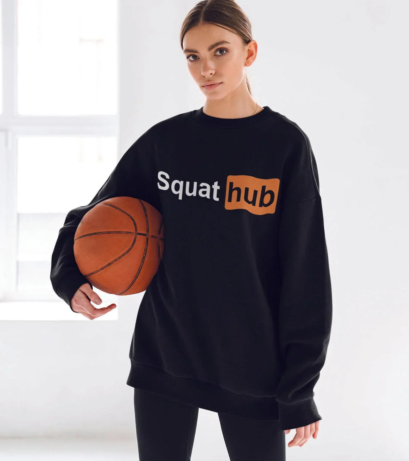 Women's Loose fit Squat hub Sweatshirt (Black) - Image 6
